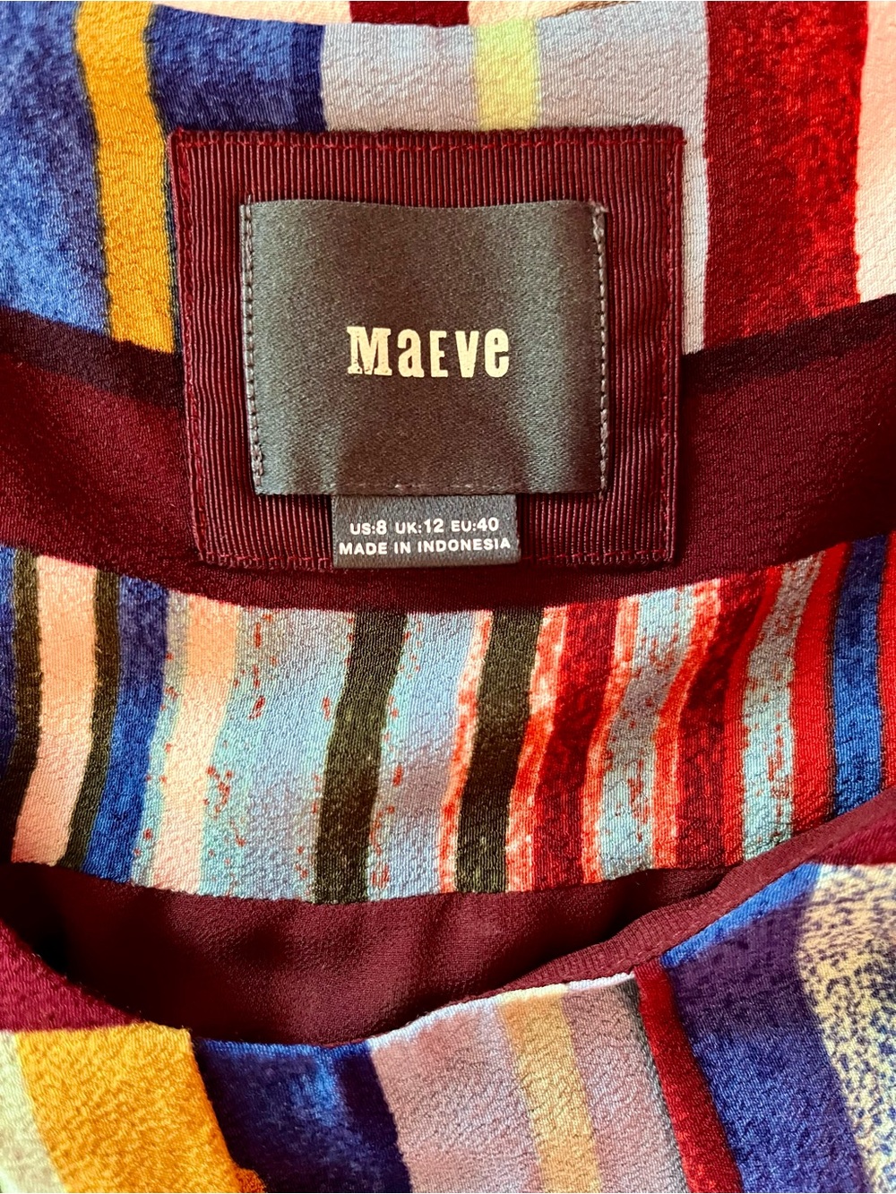 Anthropologie Maeve Au Revoir Library Striped Shift Dress with Burgundy Bands - Picture 5 of 10
